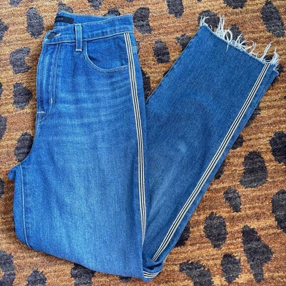 J Brand Jules Rhinestone Tuxedo Stripe Straight Leg Jeans in Urbanite Sz 26 - Picture 2 of 6